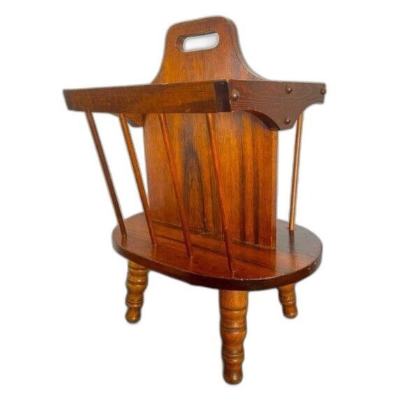 Solid Oak Vintage Newspaper Magazine Storage Rack Unaltered 20th Century - Picture 1 of 4